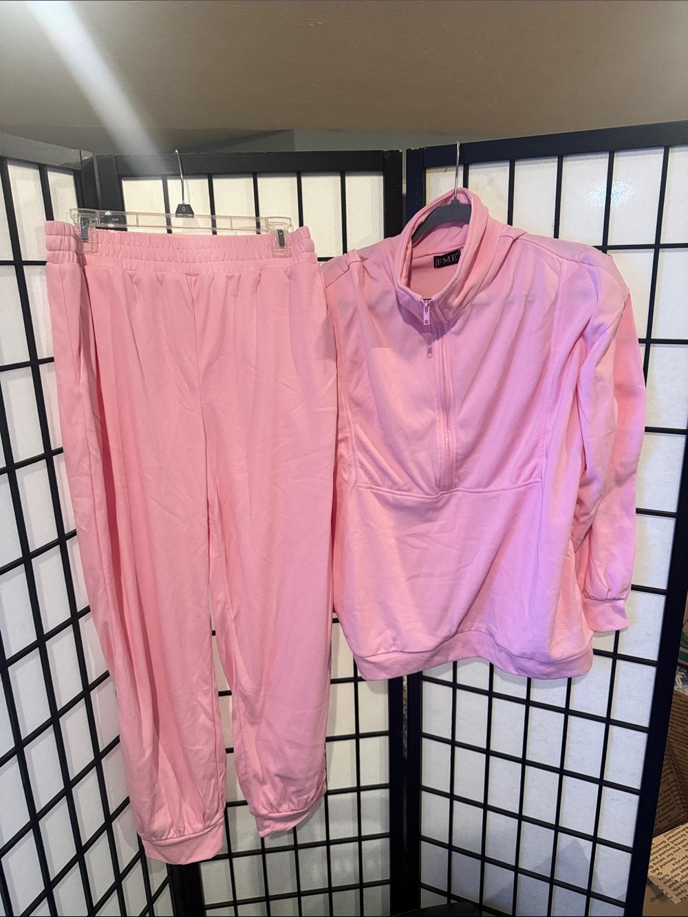 FME Makeover Light Pink Half-Zip Loungewear Top